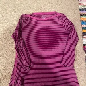 Talbots Purple Striped Long Sleeve Top